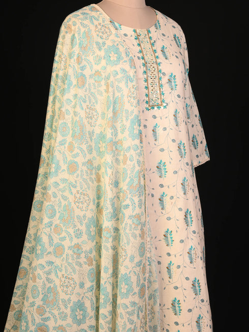 Cream kurti set with Glass Work